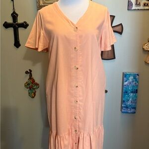 Peach Button-Down Dress